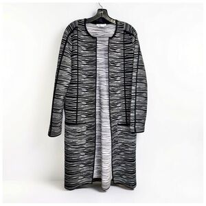 BOSS Hugo Boss “Faslina” Black & Ivory Knit Duster | Made in Italy | Size S